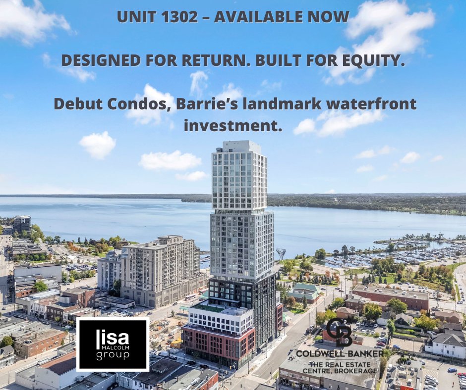 Lisa_Malcolm's tweet photo. Now Available | 55 Dunlop W – Debut Condos, Barrie 🏙️

Unit 1302: 1+den, 789 sq.ft, steps from Lake Simcoe. Modern design, built for equity &amp; lifestyle growth.

📩 Book a Discovery Call: lisa@lisamalcolmgroup.com

#InvestInBarrie #DebutCondos #RealEstateLeadership https://t.co/aMMnBizdCt