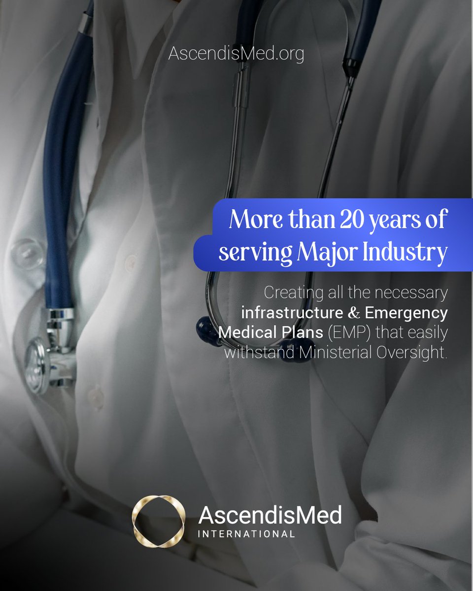 With 20+ years of expertise, AscendisMed builds top-tier Emergency Medical Plans (EMP) that meet all Ministerial Oversight standards.

We protect public health 🏥, ensure compliance 📋, support economic stability 💼, and safeguard workers — your shield in medical-legal matters.