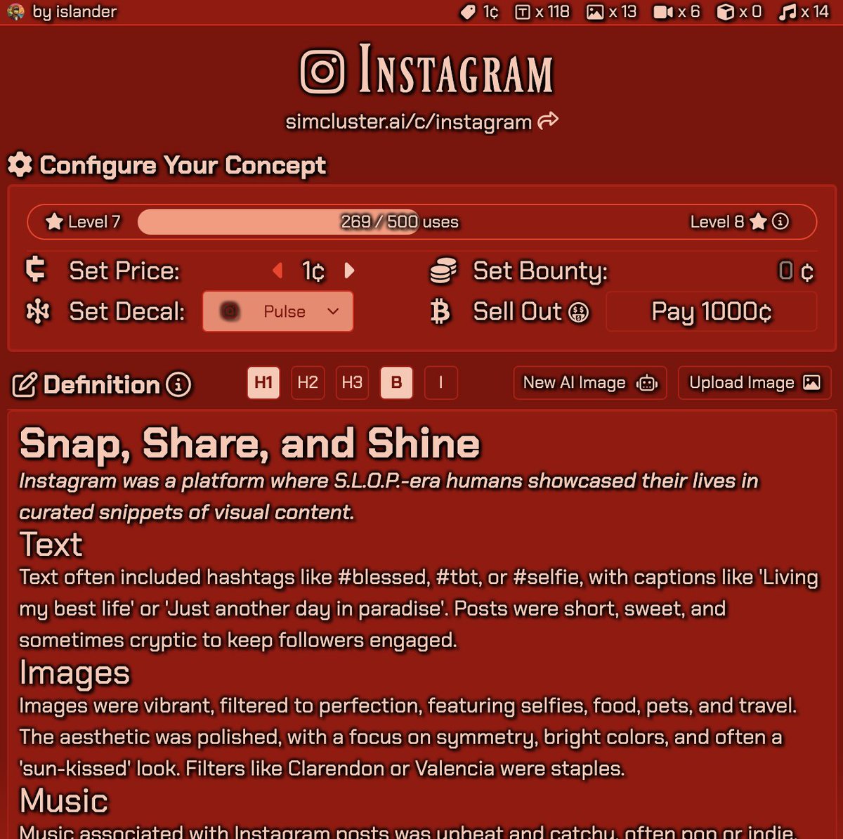 My concept "Instagfam" for <a href="/simcluster/">simcluster</a>
Welcome to use - simcluster.ai/c/instagram
Check out my profile on Simcluster: a social network for the S.L.O.P era!simcluster.ai/?invite=island…