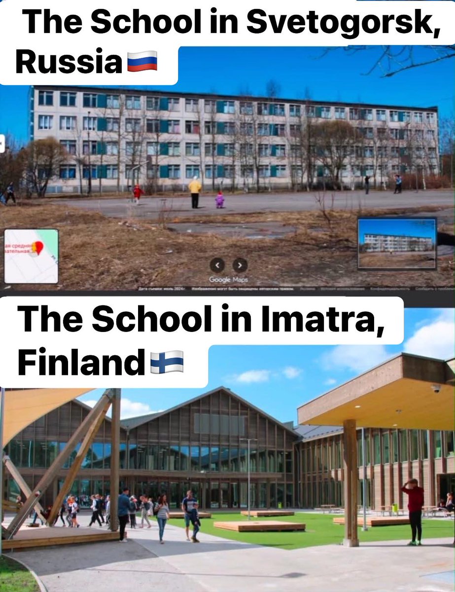 KateGoesTech's tweet image. These 2 schools are 9 kilometers from each other. Gives you an idea why no one in their right mind wants to join 🇷🇺