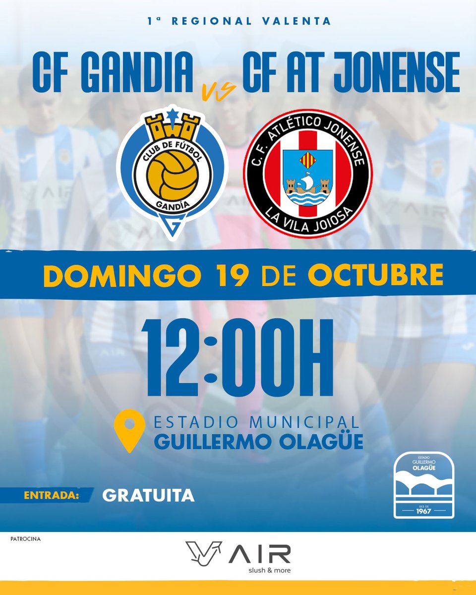 ✨Primer partido de las nuestras en Primera Regional Valenta💥

⚔️ #GandiaAtléticoJonense
🗓️ Domingo, 19/10
⏰ 12:00
📍 Guillermo Olagüe

¡Semana de liga! ¡A empezar con buen pie!💪🏻💙