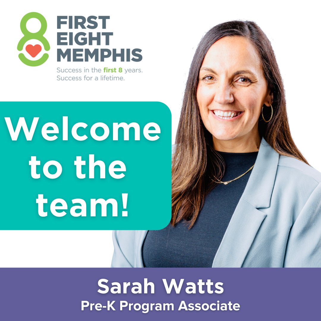 First 8 Memphis (@first8memphis) on Twitter photo F8M would like to welcome Sarah Watts as our Pre-K Program Associate!
Sarah is excited to join the First 8 Memphis team and contribute to meaningful outcomes for young children and early childhood educators in Memphis. Learn more about her staff at first8memphis.org/staff F8M would like to welcome Sarah Watts as our Pre-K Program Associate!
Sarah is excited to join the First 8 Memphis team and contribute to meaningful outcomes for young children and early childhood educators in Memphis. Learn more about her staff at first8memphis.org/staff