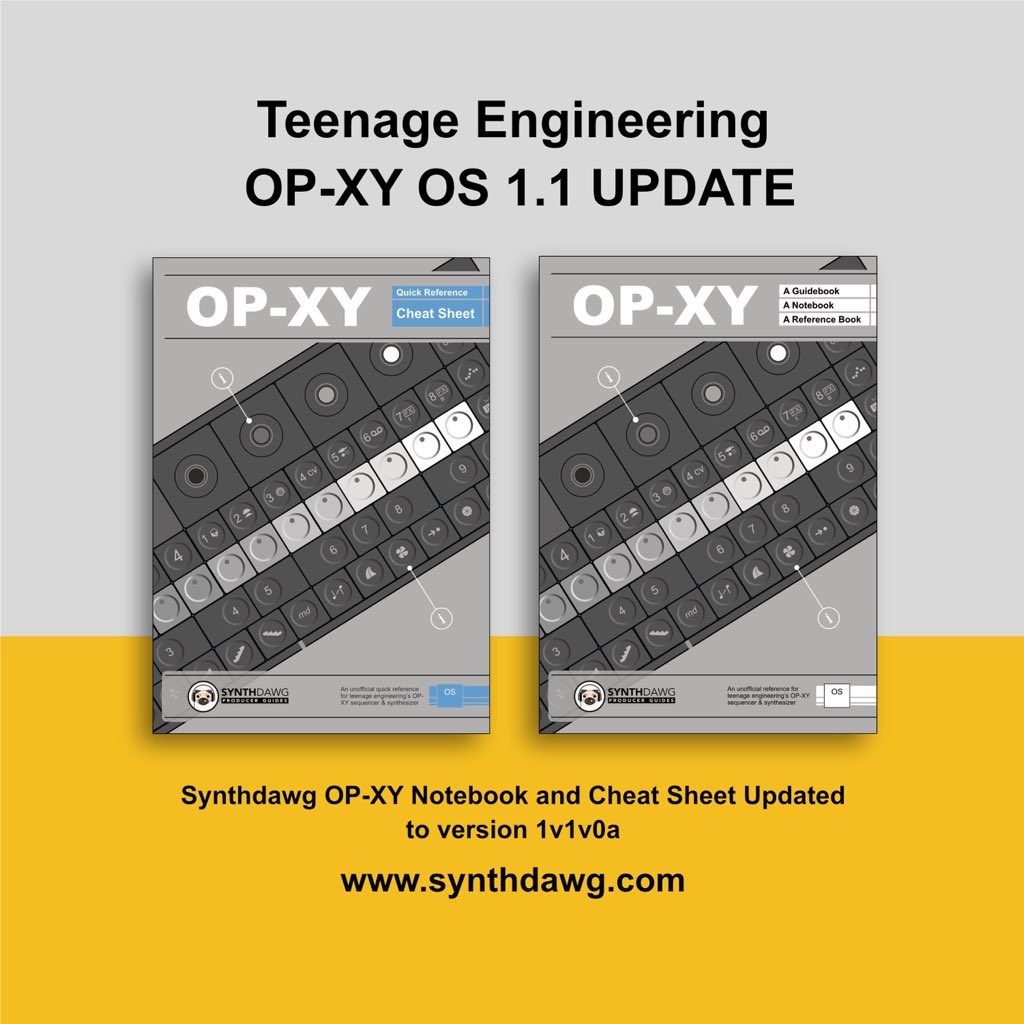 SynthDawg's tweet image. The OP-XY Notebook and Cheat Sheet updated to match the new OS 1.1.0