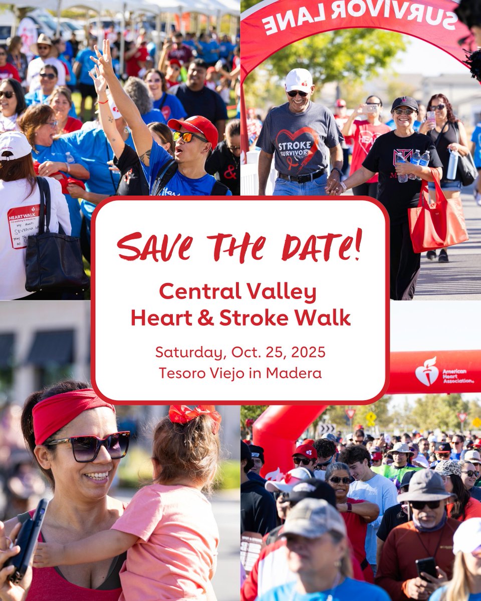 Join the fight against heart disease and stroke by taking part in the #CentralValleyHeartWalk on Saturday, Oct. 25 at Tesoro Viejo! Register for free today at CentralValleyHeartWalk.org and make a difference. 

#CentralValleyHeartWalk #Mega979Fresno
