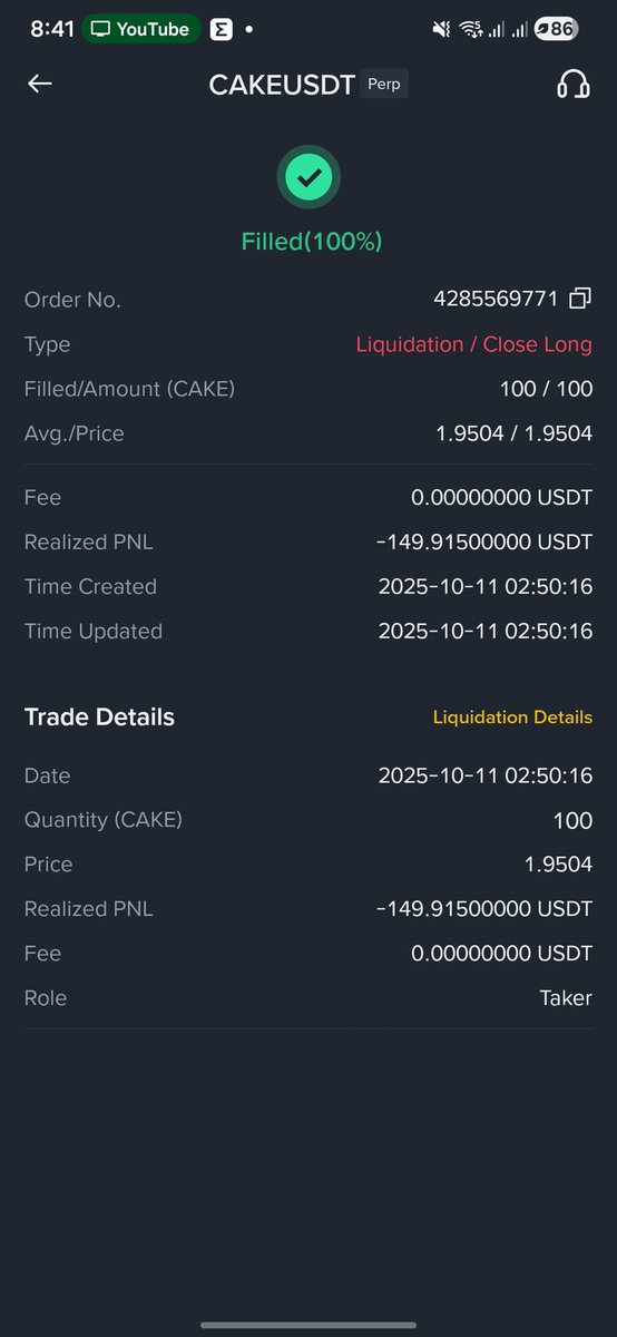 Anmol_messi's tweet photo. @BudhilVyas @cz_binance Got liquidated 150 USDT in CAKE pair due to the sudden dump. Hoping @binance will provide some help so that i can recover this amount later on .
Binance uid: 140198772
Thanks in Advance. https://t.co/F6QoML9dqr