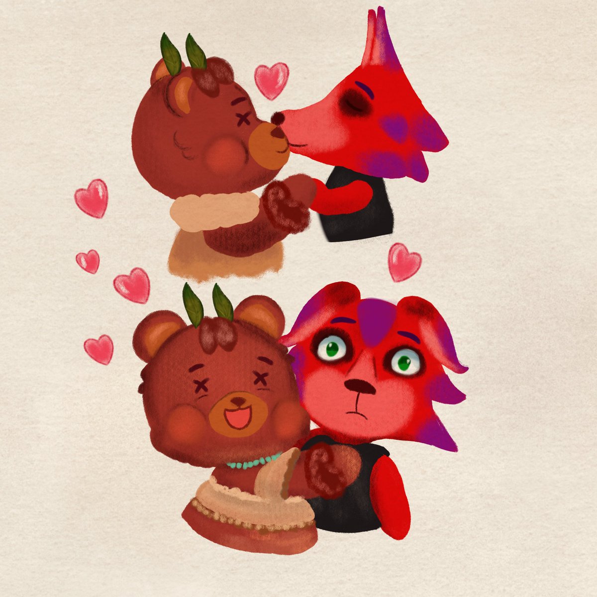 Wow even in animal crossing universe they would still fall in love 
Huh <a href="/Bluesoria2/">🐄🌷🌱𝐵𝑙𝑢𝑒𝑠𝑜𝑟𝑖𝑎 🥧🍎🌾</a> yes my Carlos would be wolf because how tuff and feisty he is but on the inside he's a softie wolf 
#DreamWorksTrolls #TROLLSTWT #ocxoc