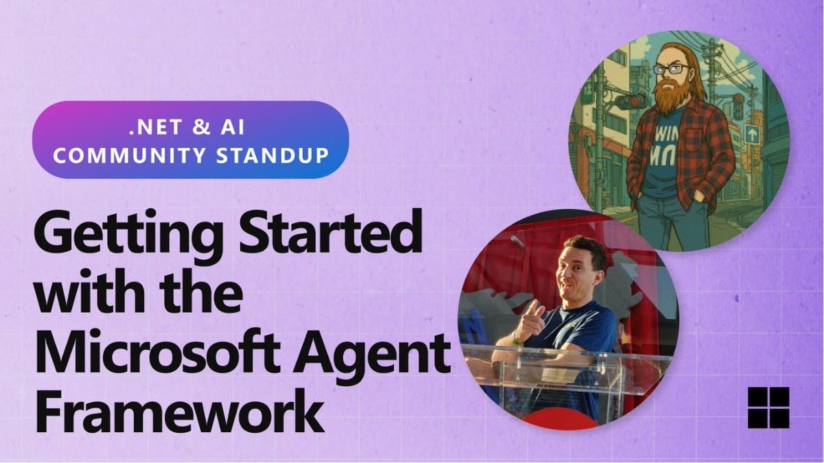 dotnet's tweet image. Want to start building AI-powered agents in your apps? In this .NET AI Community Standup session, we walk through the fundamentals of the Microsoft Agent Framework with #dotNET. PLUS, we learn to design, orchestrate, (cont) msft.it/l/6018s49AI