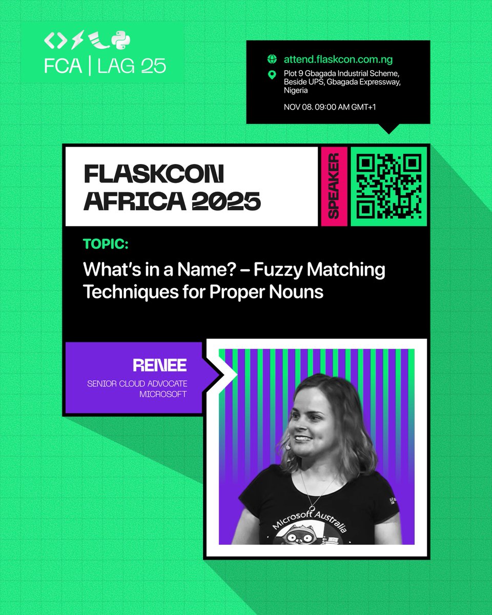 FlaskconAfrica's tweet photo. We're thrilled to announce that Renee, Senior Cloud Advocate from Microsoft, will speak at FlaskCon Africa!

Her session, is a must-attend for optimizing data workflows in python applications.

#FCA2025 #FlaskconAfrica #Flask https://t.co/GydyZnOnyZ