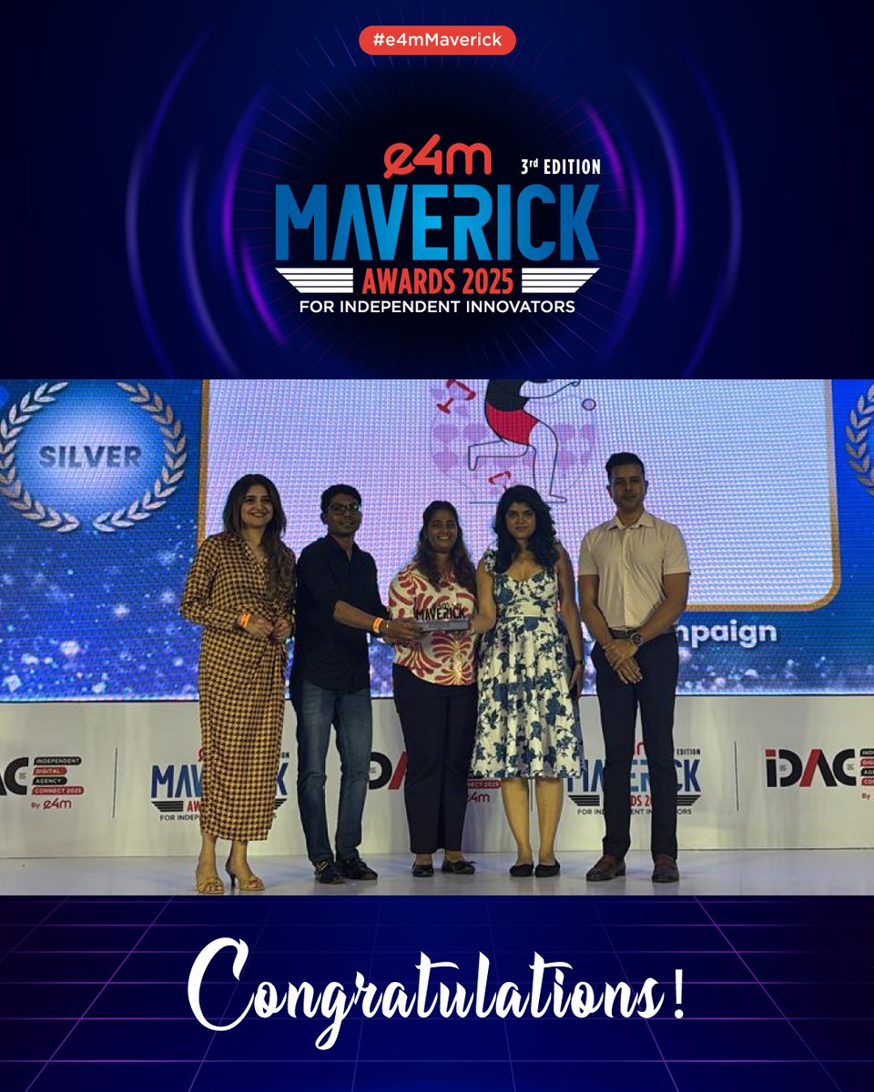 e4mevents's tweet image. Bold moves. Big wins. 🌟
Congrats to the Mavericks of 2025! #e4mMaverick

Category: Best Programmatic Ad Campaign
Winners: @xapads | #Limca #Essencemediacom | @rebidco | #PNBHousingFinance | #YAAPDigital | @JCBIndiaLtd

#e4mAwards #DigitalAwards