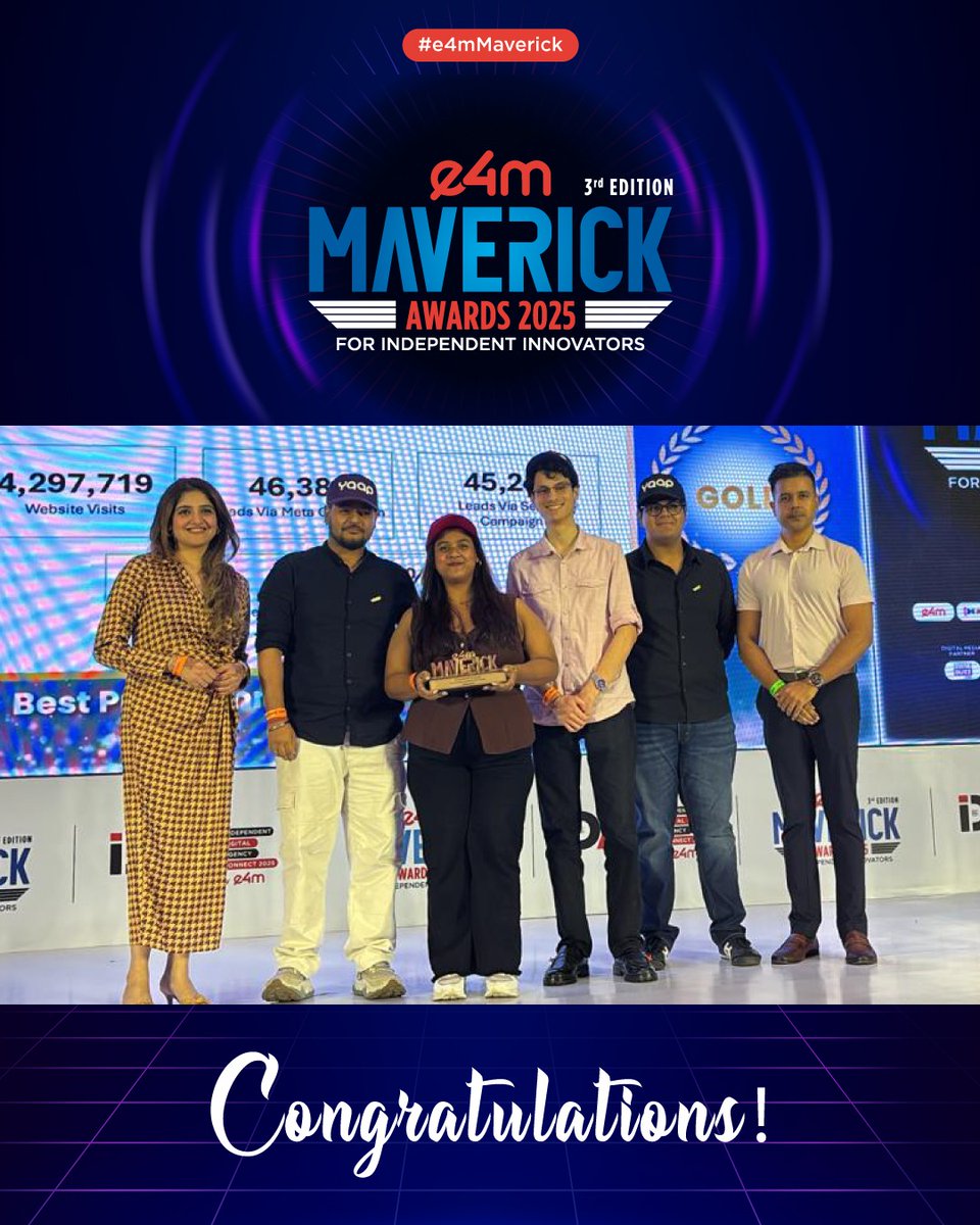 e4mevents's tweet image. Bold moves. Big wins. 🌟
Congrats to the Mavericks of 2025! #e4mMaverick

Category: Best Programmatic Ad Campaign
Winners: @xapads | #Limca #Essencemediacom | @rebidco | #PNBHousingFinance | #YAAPDigital | @JCBIndiaLtd

#e4mAwards #DigitalAwards