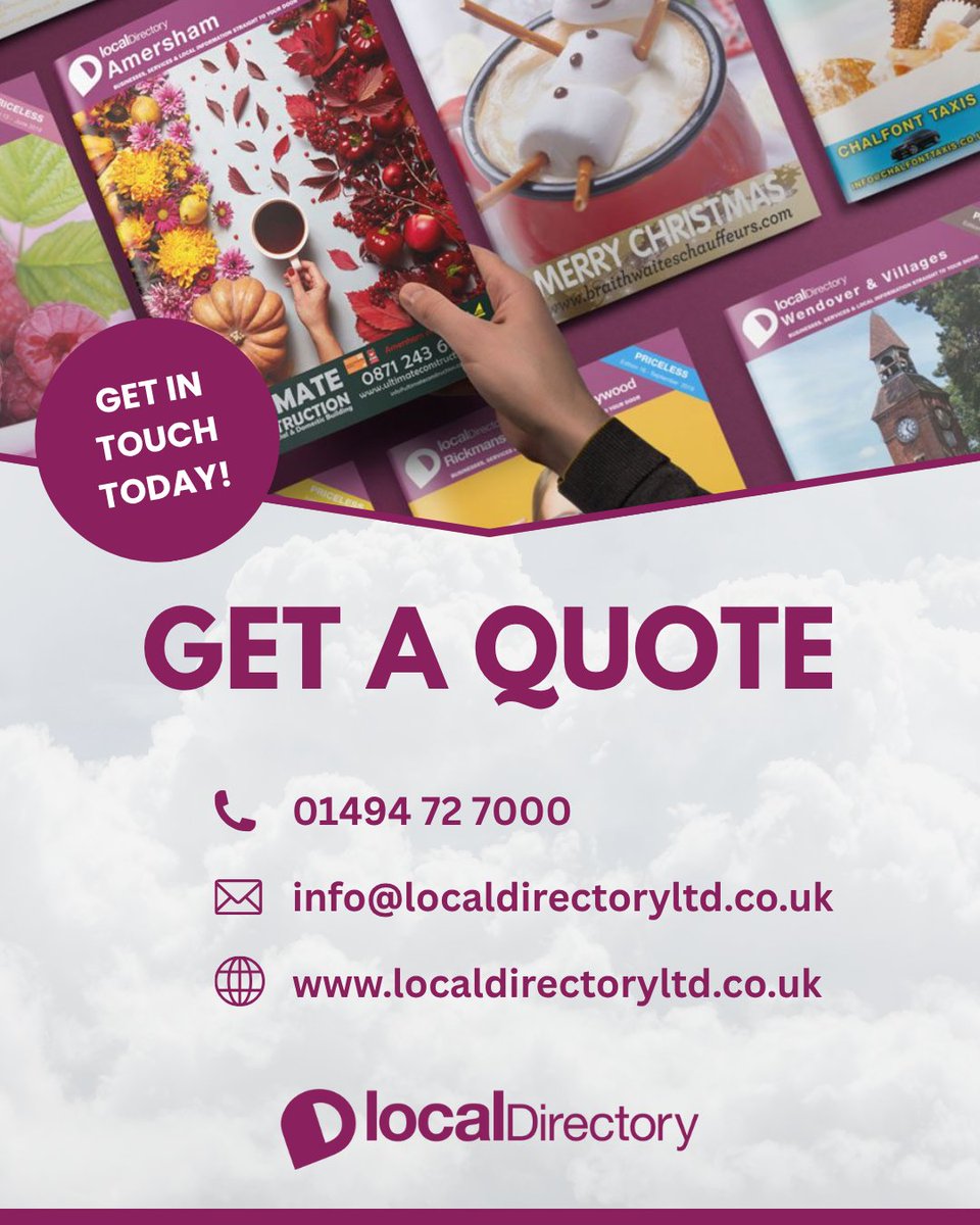 localdirectory2's tweet image. Promote your business locally with ease! 🌟   Contact Local Directory today for a personalized quote and start reaching thousands in your community.   Visit localdirectoryltd.co.uk or call 01494 72 7000 to get started! #localdirectory #getaquote #magazineadvertising
