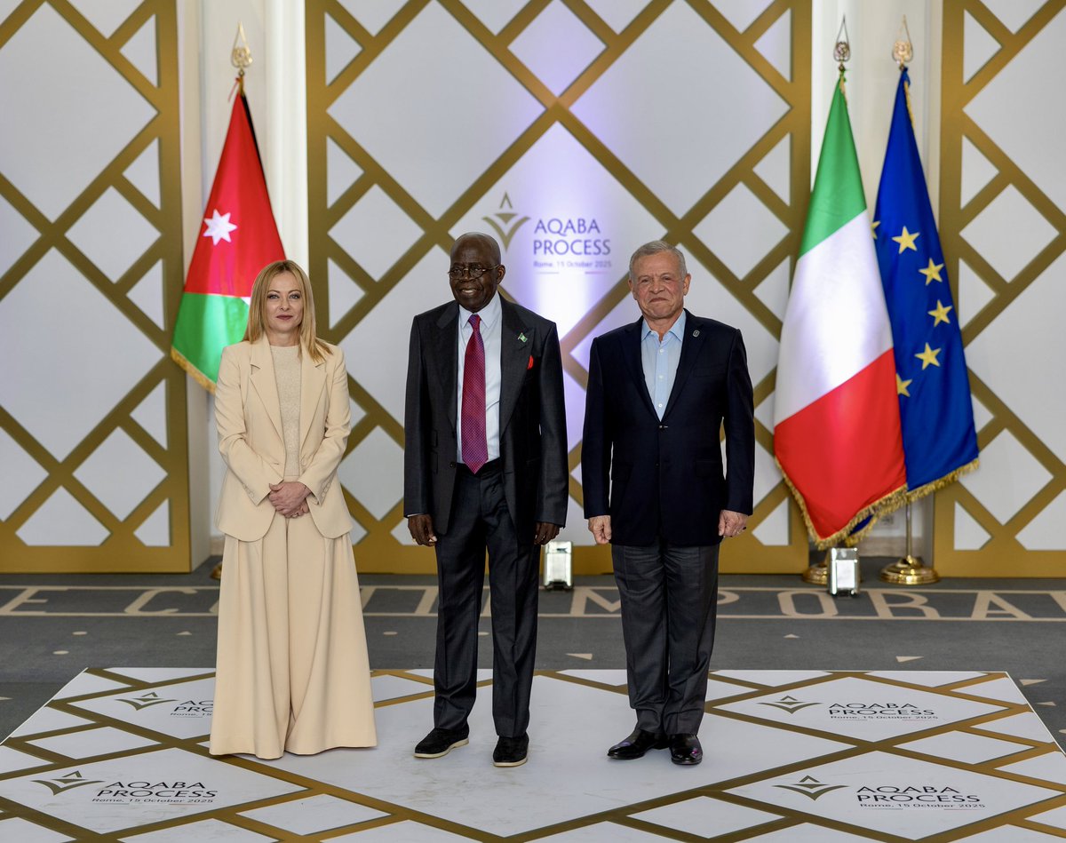 President Tinubu with Prime Minister of Italy, Giorgia Meloni and King Abdullah II of Jordan