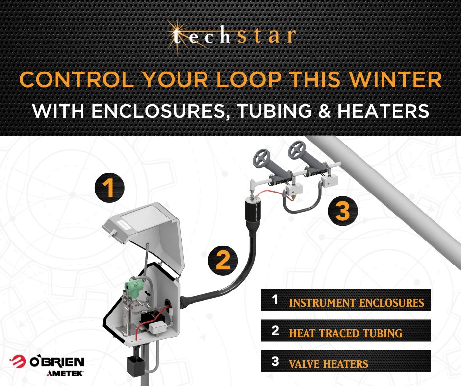 TechStarIS's tweet image. Cold weather can wreak havoc on your loop, leading to frozen impulse lines and unreliable readings. Maintain temperature, accuracy, and uptime through the harshest conditions with instrument enclosures, insulated tubing bundles, & heaters: na2.hubs.ly/H01Bx4M0
