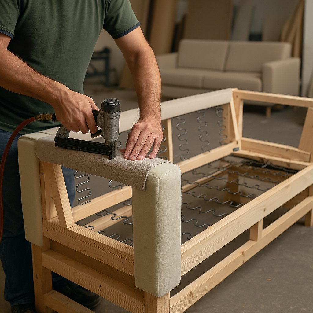 " للحصول على اعلى جودة ( تفصيل ) كنب " 

اطلب من المفصّل التالي : 
 
• سمك الخشب الداخلي ( الهيكل )  ١٦ ملم 
• اطلب منه تثبيت الهيكل بشرايح خشب عرضية 
• القاعدة السفلية تكون منجدة بالكامل 
• دهن الهيكل بمادة حماية من الرطوبة والحشرات
• الاسفنج الترا او دنلوب ، ويفضّل الالترا