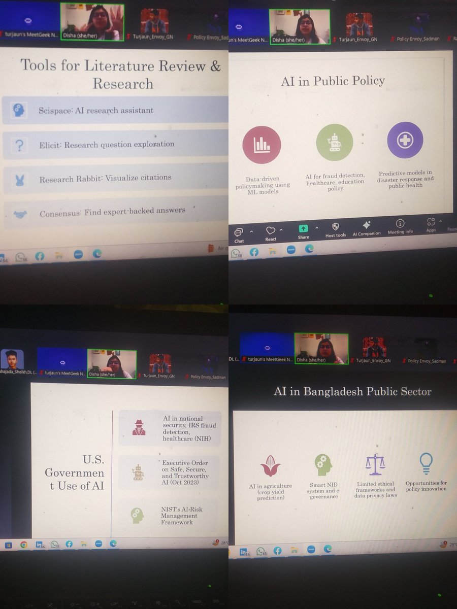 Artificial Intelligence (AI) in public policy. <a href="/ypfbd/">Youth Policy Forum - YPF</a> arranged capacity building session among grassroots envoy.Our honorable fellow Disha appi is the facilitator and  I have co-facilitie this fruitful and historic session.🇧🇩
#AI #Policy #youth #particiaptionOnDecisionMaking