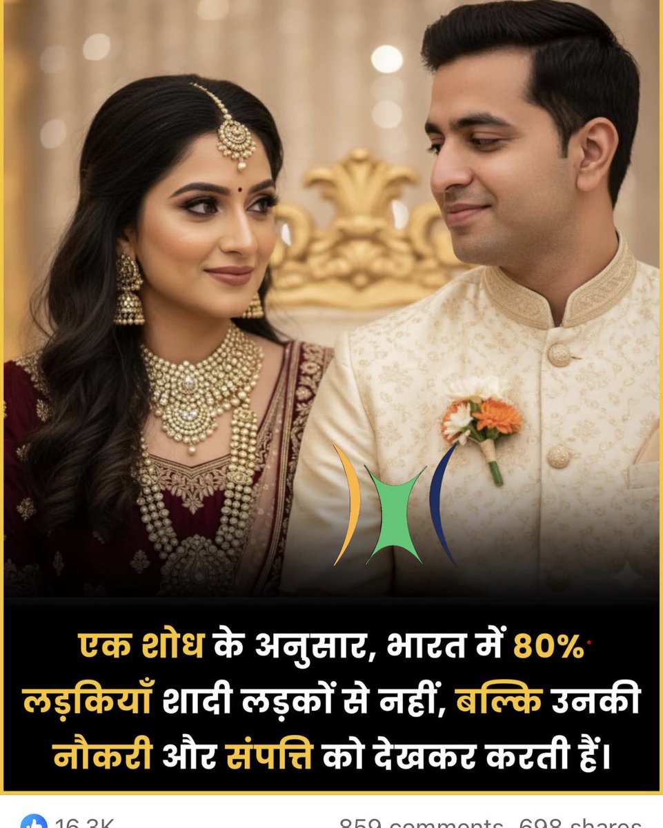 SamSiff's tweet image. According to a research, 80% of girls in India marry not boys but by looking at their jobs and property.
Good Reason to call them Golddiggers