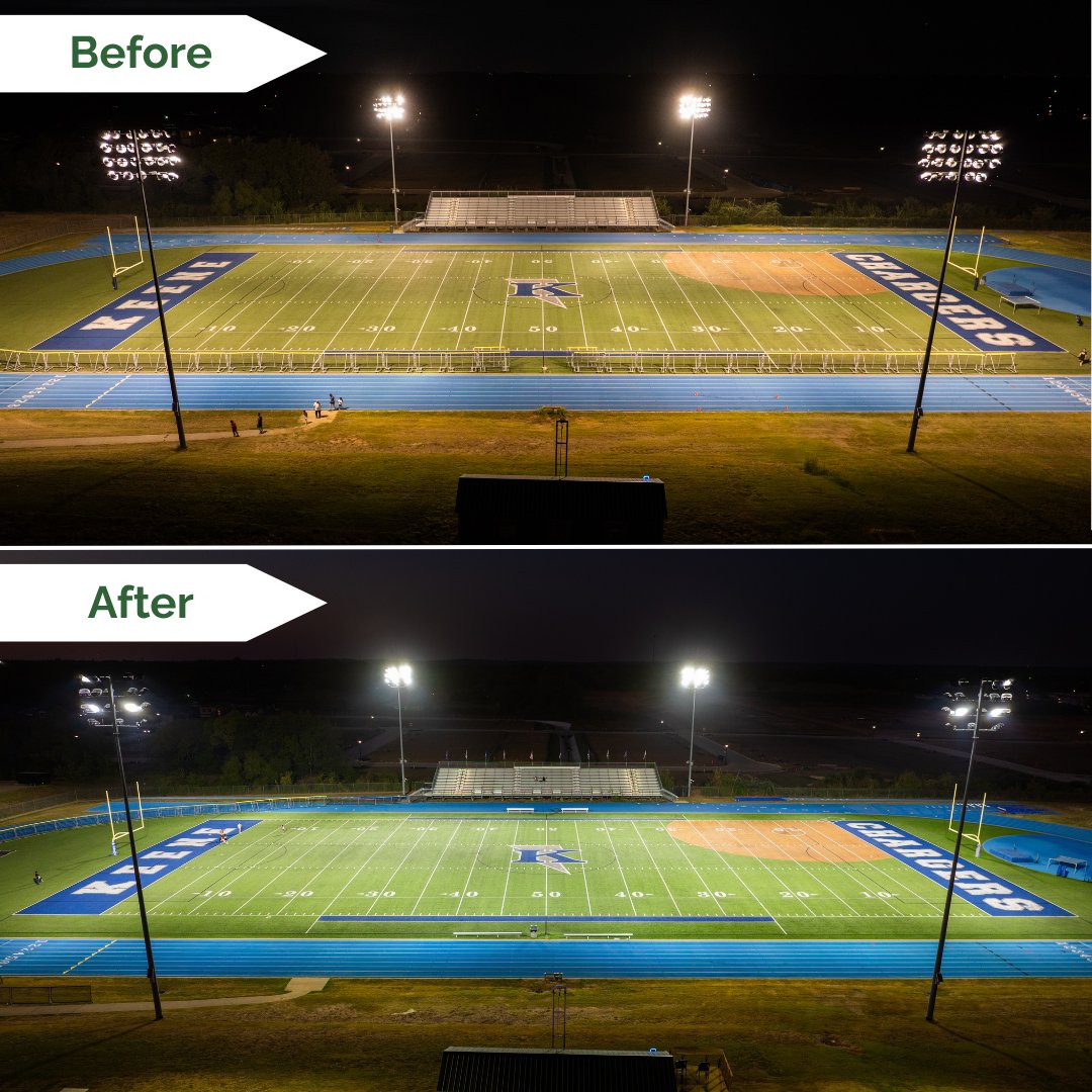 _E3ES's tweet image. E3’s LED upgrade delivers powerful, efficient illumination — and with full RGB color control, every game night can shine in Keene blue (and beyond). @KeeneISD 

#FridayNightLights #StadiumLighting #SchoolSolutions #LightingMatters #EnergyEfficiency #SmartSchools #LEDUpgrade