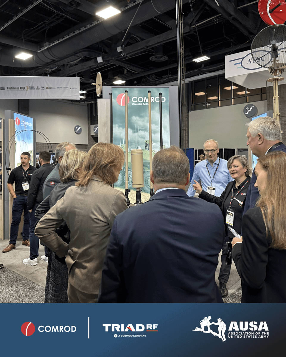 Comrod_Group's tweet photo. We’re pleased to welcome the NOR MoD/NDMA delegation to our booth today! Stop by booth 255 to learn how Comrod and Triad RF teams are working together to deliver integrated, high-performance communication solutions. https://t.co/IvTpN6ScxM

#Comrod #TriadRF #AUSA https://t.co/whtuqBtSjR