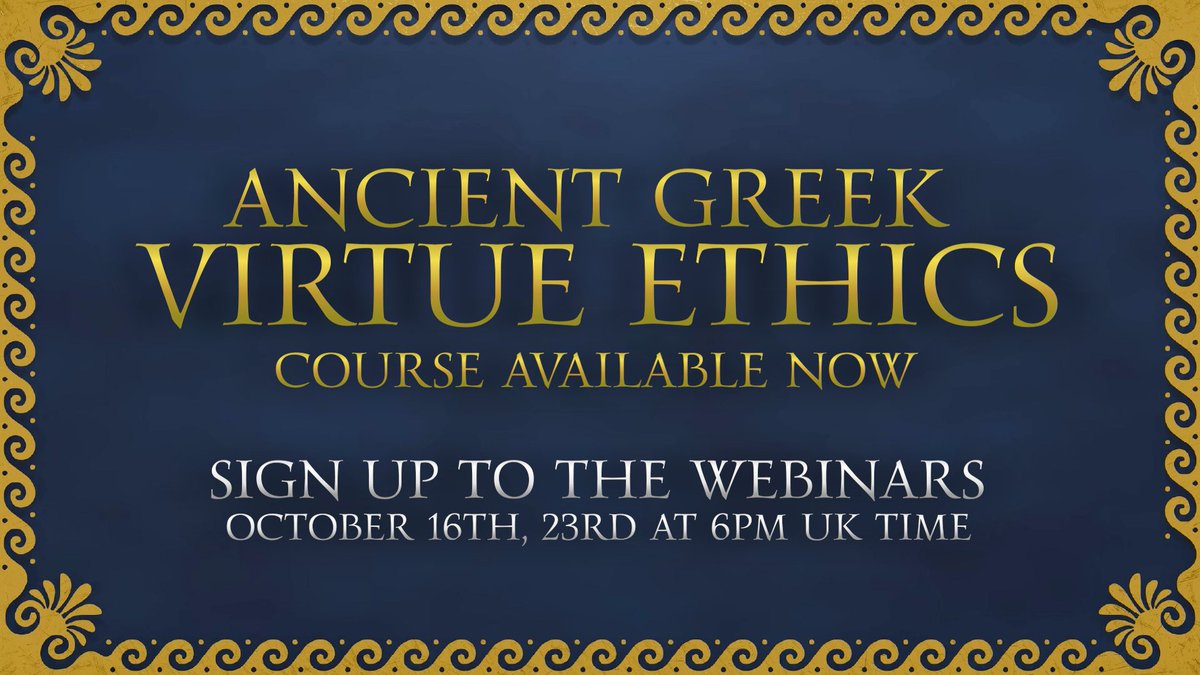 Last week, hundreds joined us to explore why we created our course on Ancient Greek Virtue Ethics.

This Thursday, 6pm UK time - Dr. <a href="/Panagiotou90St/">Stelios Panagiotou</a> and <a href="/HistoryBro1/">Beau Dade</a> return to take the discussion further - unpacking what the course covers and how the wisdom of the ancients can
