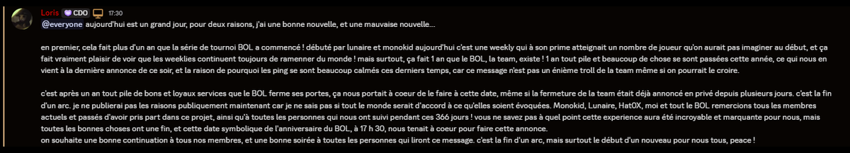 BOL_Esport's tweet photo. Un an tout pile de bons et loyaux services, bonne continuation tout le monde, on vous aime ! https://t.co/9MN1rZhTnG