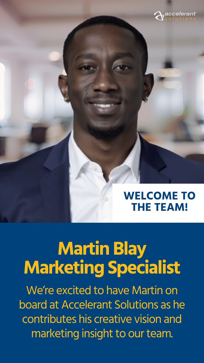 acceleranttech's tweet image. Join us in giving a warm welcome to Martin Blay, the newest addition to the Accelerant Solutions team! 🎉

Martin steps into the role of Marketing Specialist, bringing a fresh perspective, creative energy, and a strong technical edge. 

We’re excited to have him on board — drop a…