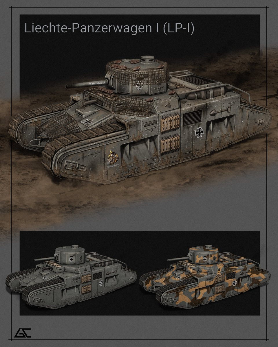 And here we are, folks!

New piece, all about a tank!
Comm made for <a href="/Azores1994/">Azores ✂️✨</a> 

WWI Genrman Tank with design influences from the English MK IV and the French Renault F.

What do you think?

#wwi #tank #Military