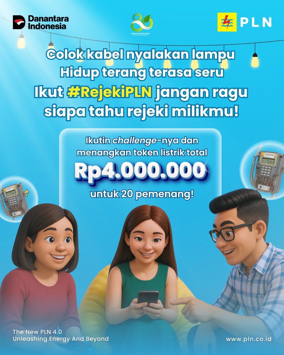 _pln_id's tweet photo. Electrizen, coba bikin pantun sekreatif mungkin seputar PLN! Sebelum ikutan cek dulu syarat dan ketentuannya, ya:

1.⁠ ⁠Follow akun (Instagram @pln_id/ Facebook PLN, X @_pln_id)

Next⬇️ https://t.co/b16vJpd5W3