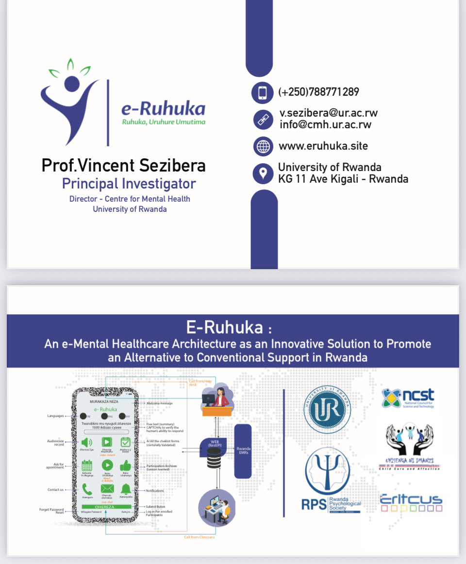 Digital mental health in closing the gaps : needs, resources and services. e-Ruhuka as a solution : rbc.gov.rw/publichealthbu…
