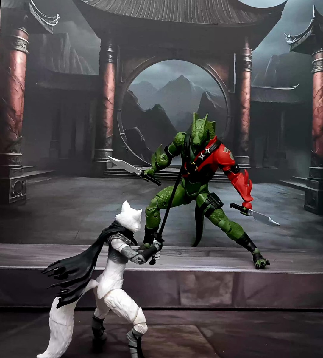Some beast warriors fighting.