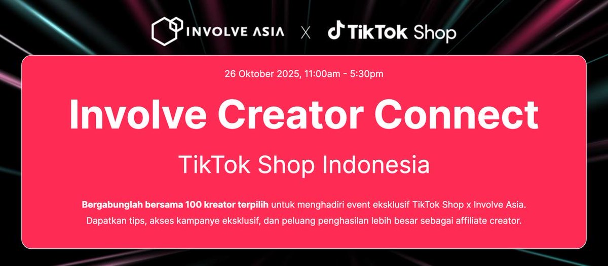ddstarlord's tweet photo. 🚀 Involve Creator Connect x TikTok Shop Indonesia

📅 26 October 2026
📍 Millennium Centennial Center
🕙 11.00 – 17.30 WIB

👉 Contact now: Andrea (WhatsApp: +62 817-7980-5817)

#KOLcommunity #AffiliateProgram #TikTokshop #affiliator https://t.co/UZA4fh4RWZ