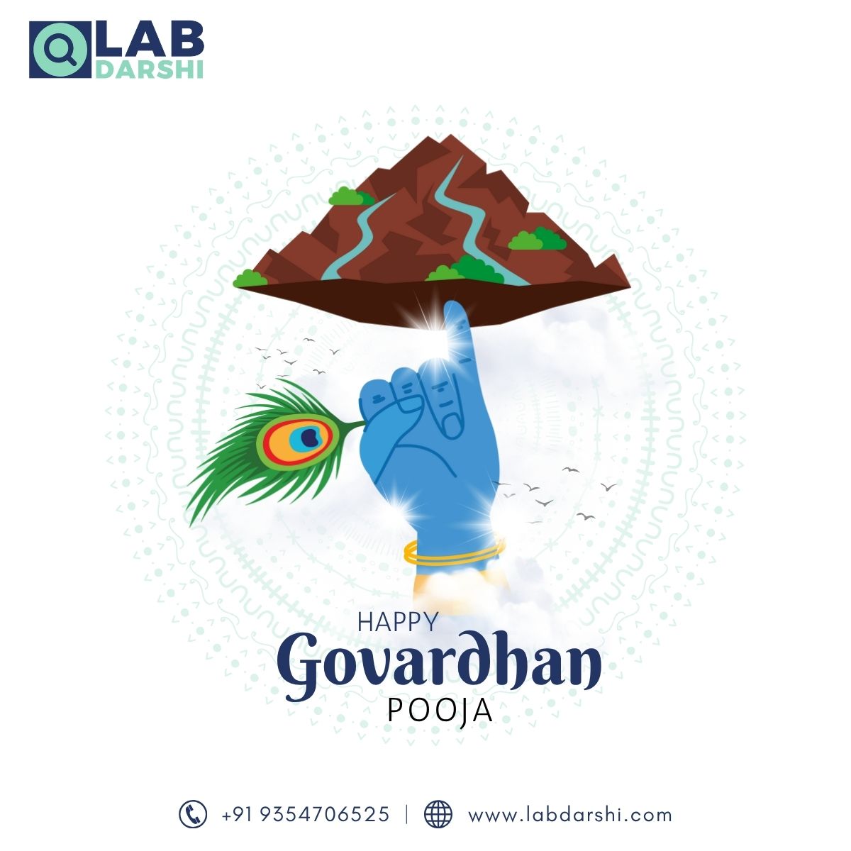 LabDarshi's tweet photo. "On this auspicious Govardhan Puja, let’s celebrate gratitude, growth, and goodness! 🌿✨ May Lord Krishna bless your life and business with strength, success, and endless prosperity. 💻🌸 

#GovardhanPuja #LabDarshi #FestiveVibes #DigitalGrowth" https://t.co/X6RbdbYyZA