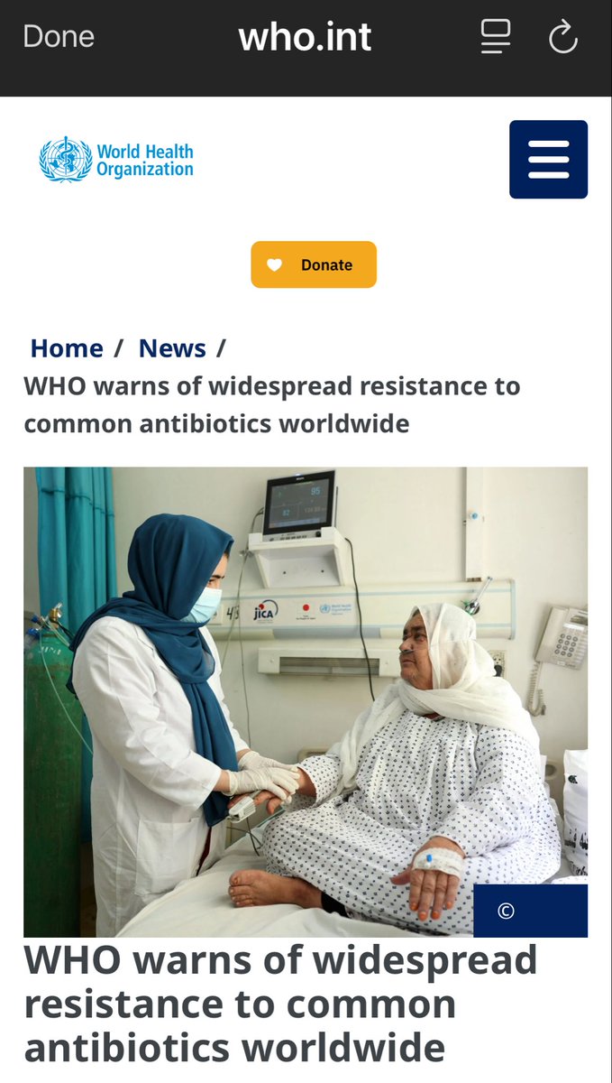 sasswashere's tweet image. New WHO report finds 1 in 6 bacterial infections were resistant to antibiotic treatments.
Between 2018 and 2023, antibiotic resistance increased in over 40% of the pathogen–antibiotic combinations monitored
who.int/news/item/13-1…