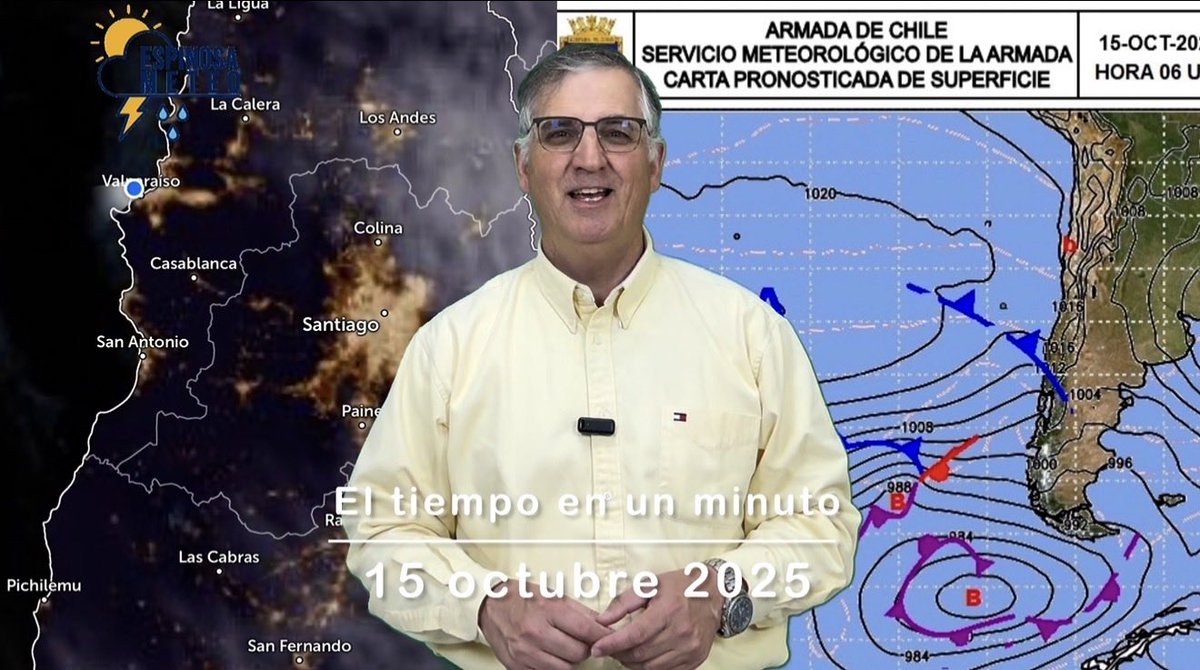 El tiempo en un minuto para la región de Valparaíso y Santiago, para hoy miércoles 15 de octubre de 2025

youtu.be/lp__iw3FCi4

Comenta y comparte!

#Tiempo #Clima #Pronóstico