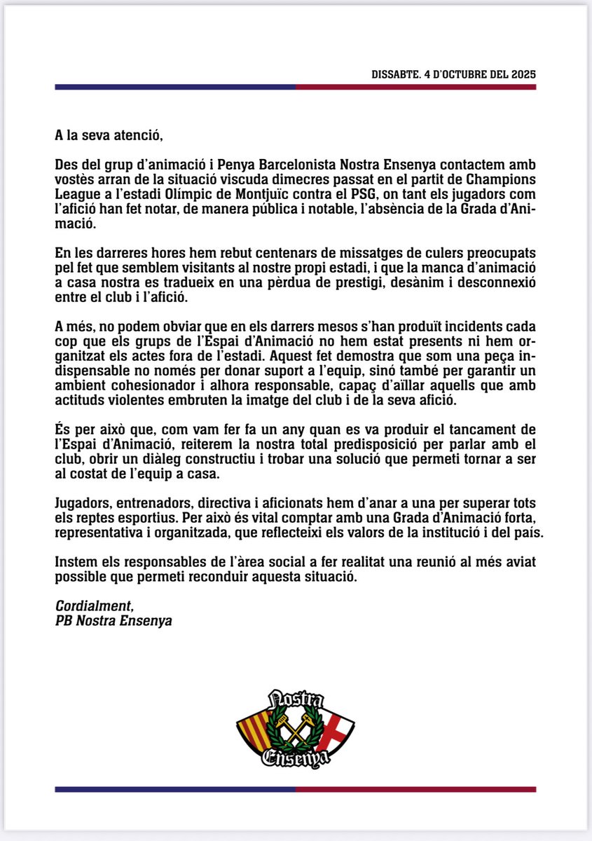 Una vegada més, el club prefereix ignorar als seus socis i mirar cap a una altra banda, en lloc d’escoltar aquells que fa dècades que defensem i mantenim viu el sentiment barcelonista.
