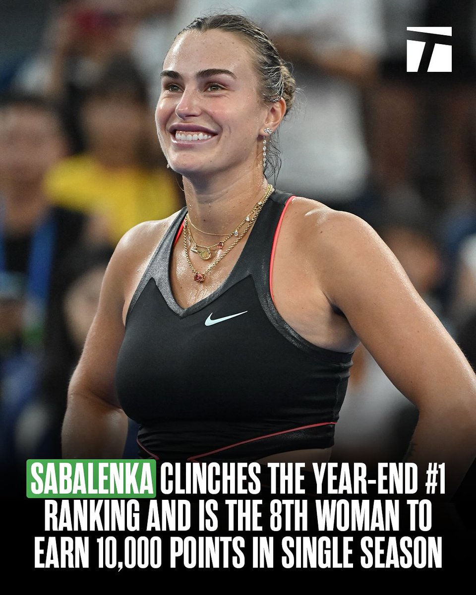 The Tigress secured her Year-End No. 1 ranking for the second year in a row. 💪 Congratulations <a href="/SabalenkaA/">Sabalenka Aryna</a> 🐯