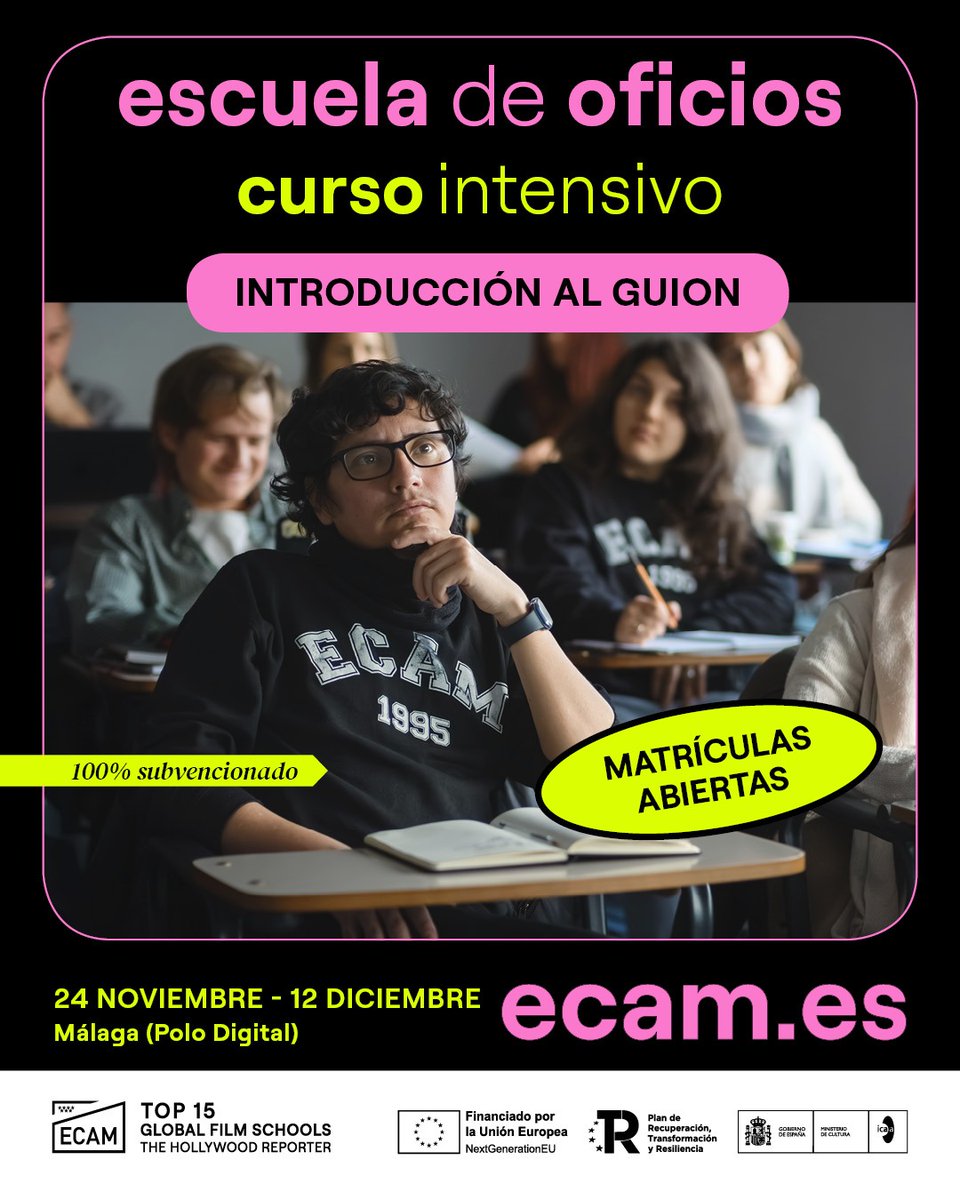 PoloDigitalMLG's tweet image. La @ECAM_ aterriza en el #PoloDigital con dos cursos intensivos presenciales sobre cine y 100% subvencionados por la Unión Europea 🎬

➡️ Curso de desarrollo y financiación de cortometrajes.
➡️ Curso de introducción al guion. 

Más información en 🔗 ecam.es/inscripcion-cu…

#ECAM