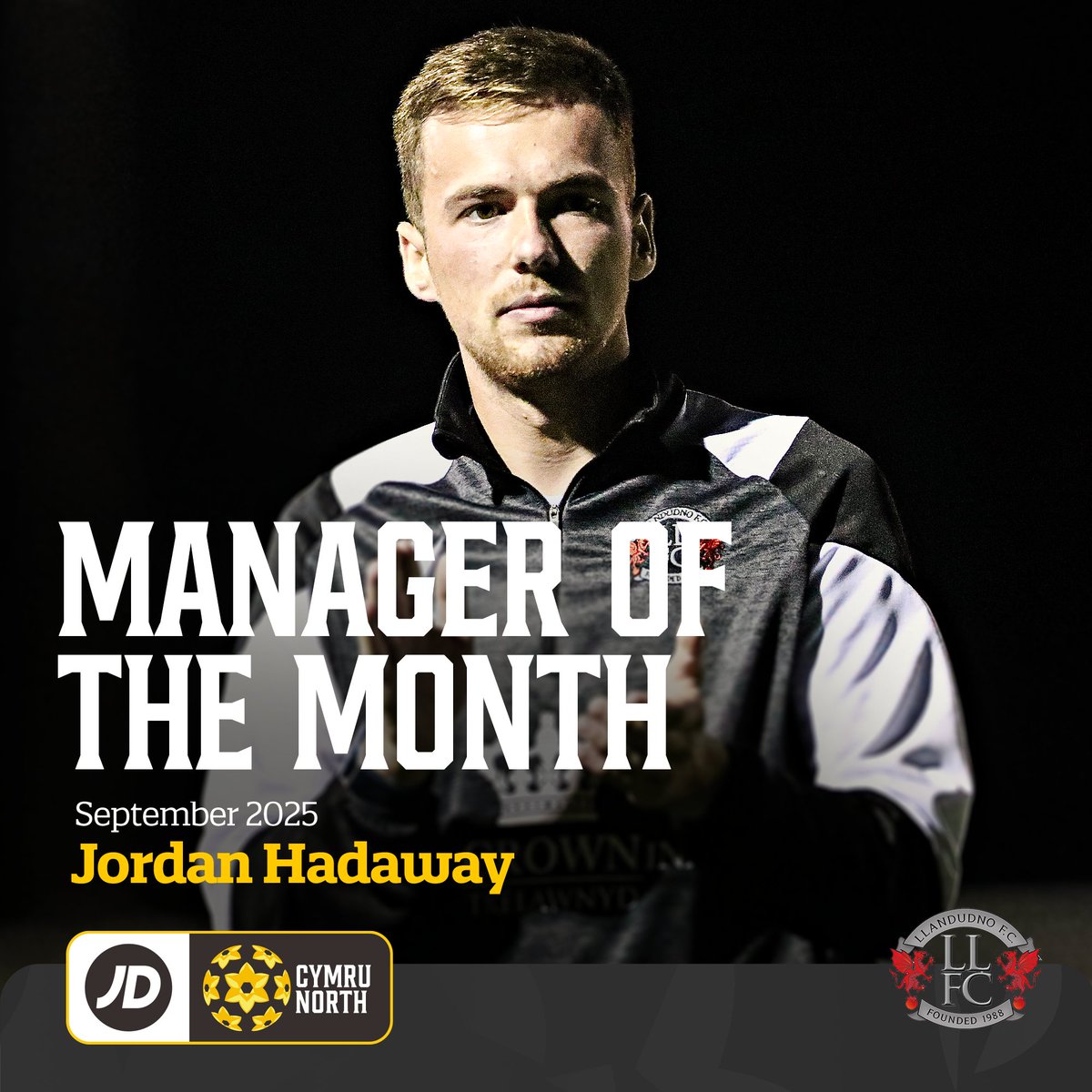 CymruLeagues's tweet photo. September's #JDCymruLeagues Player and Manager of the Month award winners! 🤩