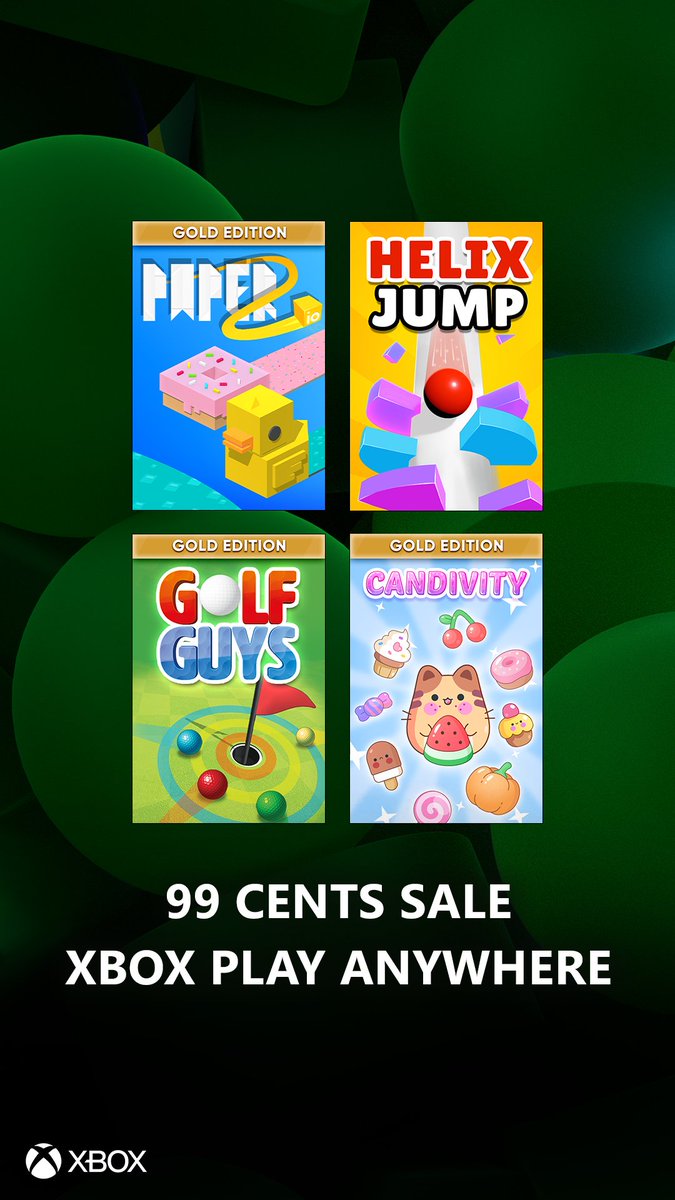 🎮99¢ Xbox Play Anywhere Sale starts tomorrow!

For a limited time, grab some of our fan-favorite titles for just $0.99 - and play them on both Xbox and PC with Play Anywhere support!

Don’t miss out on amazing deals and discover your next favorite game.
🗓️ Starts: October 16,