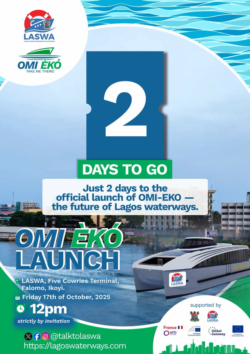 zaltuzzo's tweet photo. Lagos State will be launching a mega project this Friday and it's going to be massive.
@TalktoLaswa isn't playing when it comes to waterways.
The future of waterways is now.
#OMIEKOProject https://t.co/yzmvozrHNE