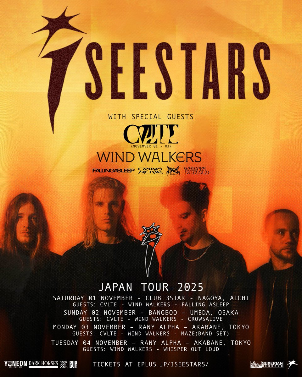 CrowsAlive × <a href="/thexelijah/">elijah</a> 

昨日は渋谷CYCLONEにツーマンショウを見に来てくれてありがとう！

次のライブは11/2！
I SEE STARS来日ツアーに出演します！

11.02(SUN) OSAKA BANGBOO
I SEE STARS <a href="/iseestarsmusic/">I SEE STARS</a> 来日公演
チケット発売中！
🎫 eplus.jp/iseestars/

#CrowsAlive 
#Elijah