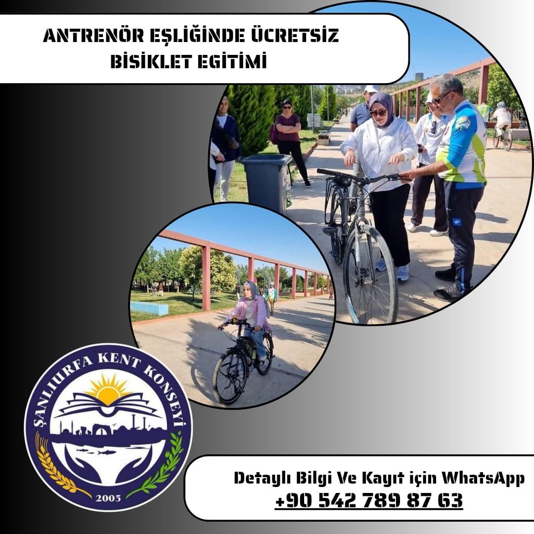 Şanlıurfa Kent Konseyi bünyesinde, yoğun istek üzerine İkincisi düzenlenecek olan bisiklet kursumuz antrenör eşliğinde Yetişkinlere yönelik ücretsiz bisiklet sürüş eğitimi yeniden başlıyor.   
Bu projeyle sağlıklı yaşam, güvenli sürüş, çevre dostu, trafik güvenliği ve yoğunluğunu