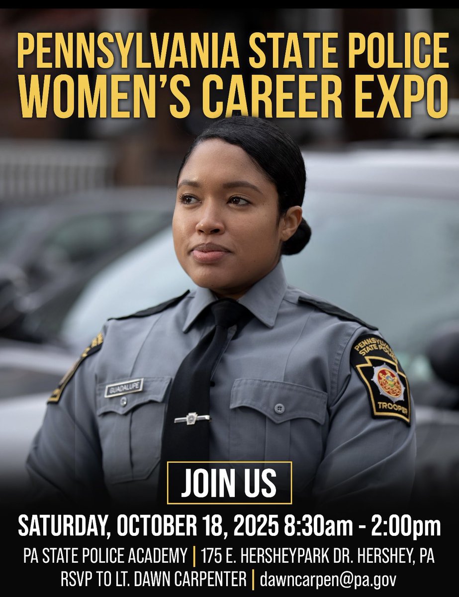 Women ages 18-39: come experience a day in the life as a PA State Police Cadet. Information below ⬇️ ⬇️