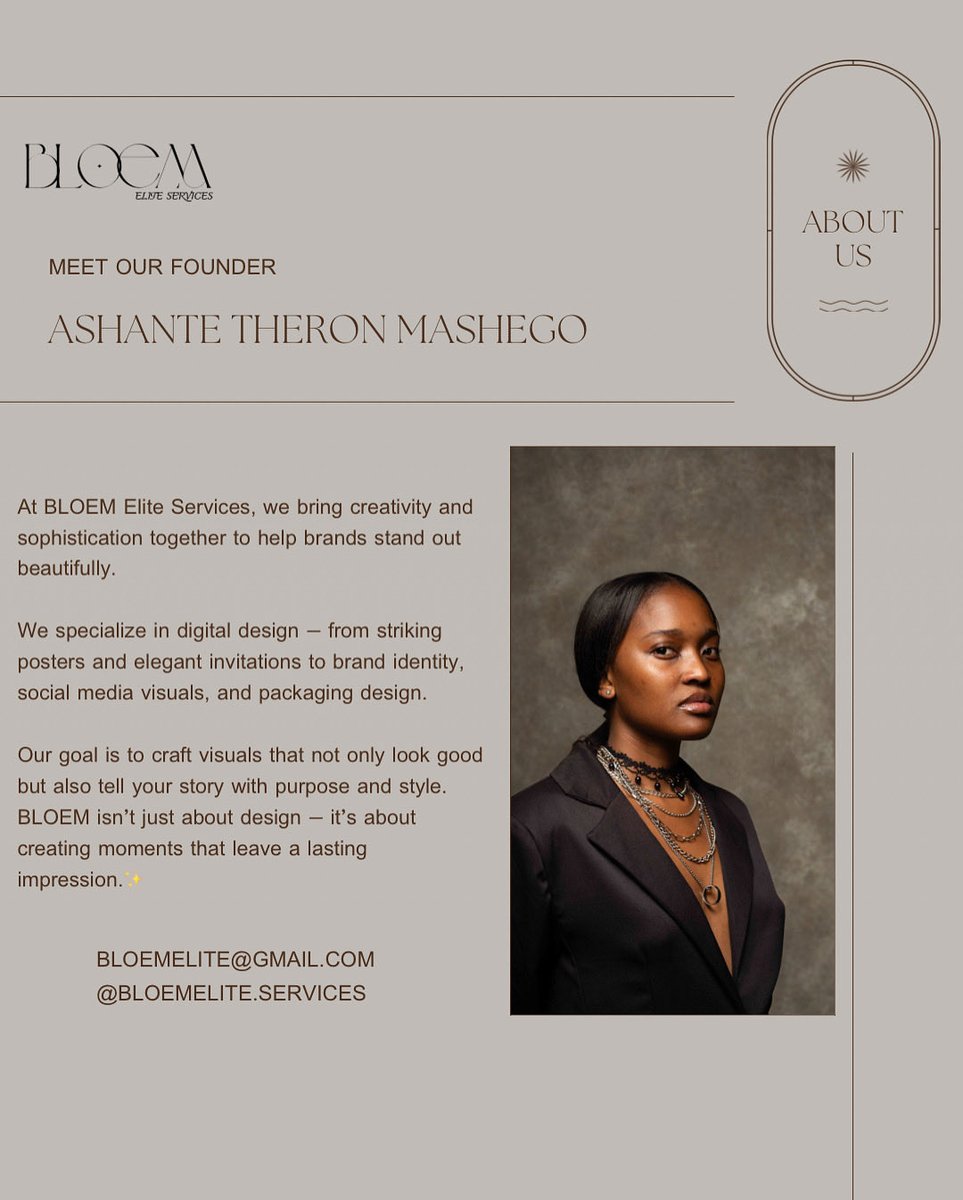BloemElite's tweet image. Design with purpose. Style with soul. Meet Ashante Theron Mashego — the mind behind BLOEM Elite Services. 💼✨ #BLOEMElite #DigitalDesign