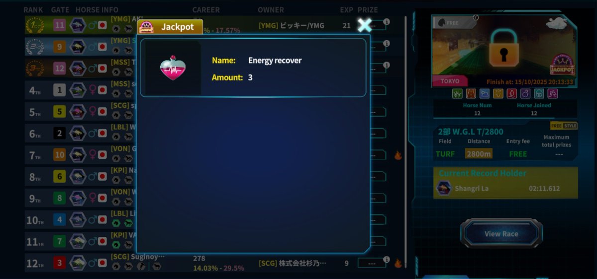 久しぶりにエナジーリカバーGET✨
ギルドリーグに出るといいことあるよ🤭❤️

#メタホース
#METAHORSE
#ギルドリーグ
#JP