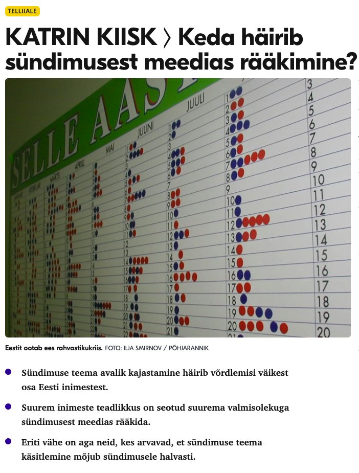 10 aastaga on Eestis surnud 160 801 inimest ja sündinud 128 976 last.
Negatiivse iibe tõttu on jäänud inimesi vähemaks 31 825, sellest 24 705 viimase 5 aastaga.

Tänavu sünnib 9000 last ja sureb u kaks korda rohkem ehk 16 000.

Kui need numbrid ei veena, siis mis üldse suudaks?