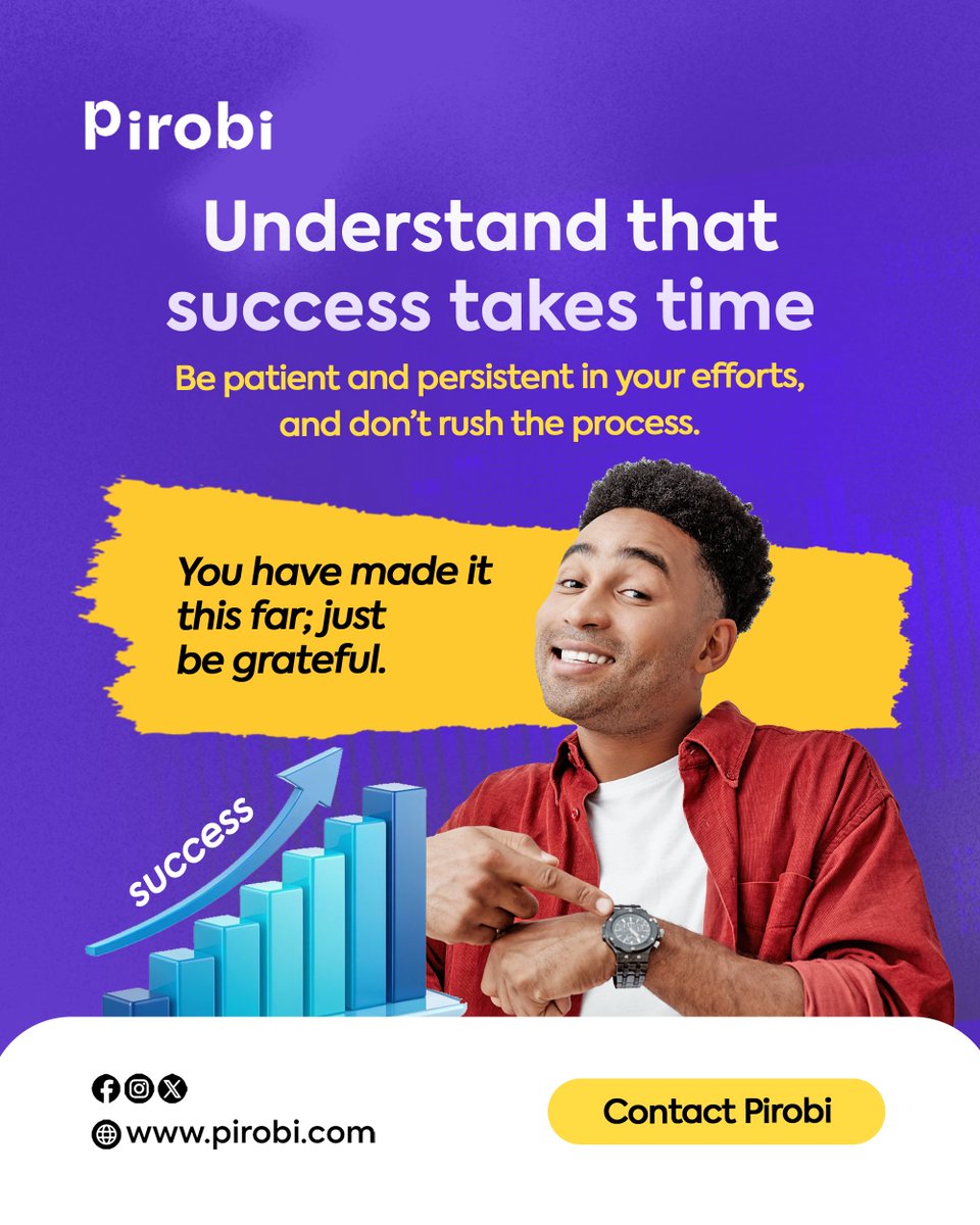 Pirobian's tweet image. Be patient and persistent in your efforts, and don&apos;t rush the process, understand that success takes time.

#digitalmarketingstrategy #pirobi #digital #businessplan #businessmarketing #seotips #socialmediamanagement #emailmarketing #contentcreation #digitalmarketingnigeria
