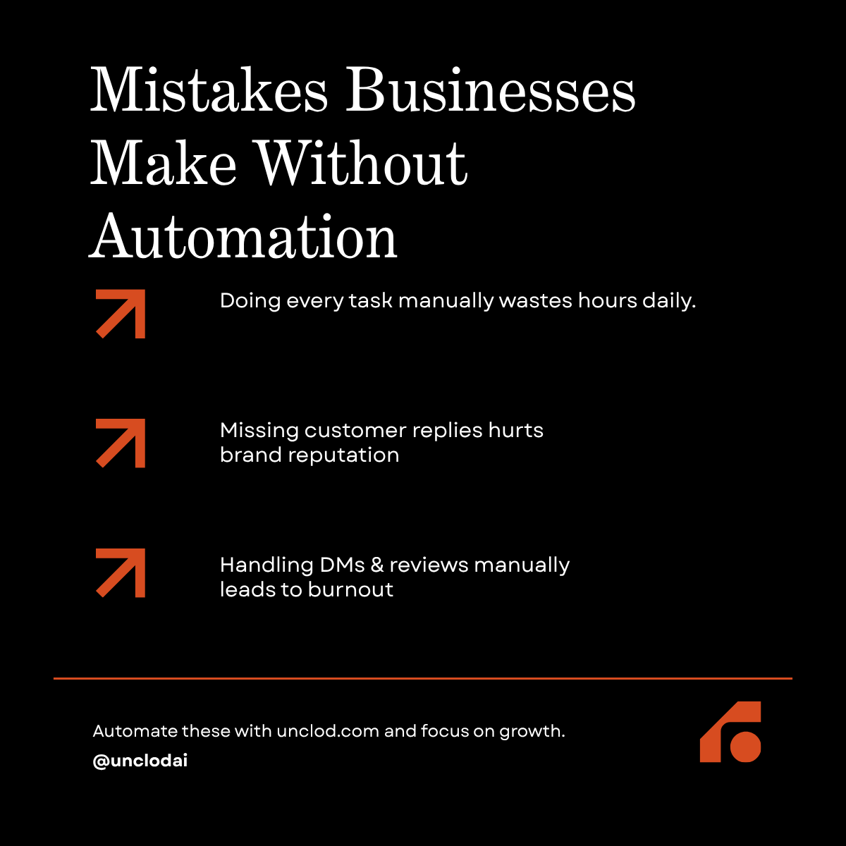 unclod_ai's tweet photo. Still replying manually?
You’re wasting hours &amp; missing leads.
Let AI handle DMs, comments &amp; reviews while you focus on growth.
🚀 Automate smarter with https://t.co/6P3dUOPC4l
#AI #Automation #BusinessGrowth #AIagent https://t.co/D3W51z581Y