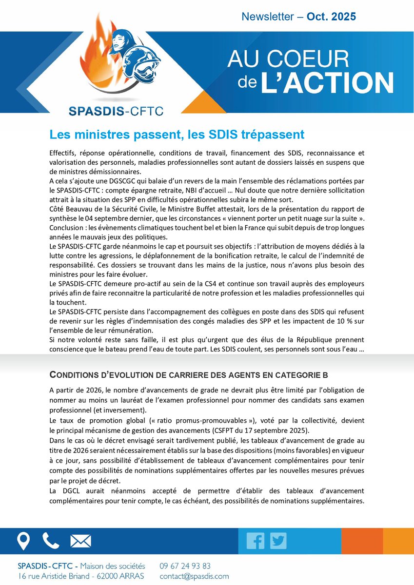 pompiers_cftc's tweet image. [NEWSLETTER] Une fois n&apos;est pas coutume, le #SPASDIS a sollicité un entretien à nos ministres de tutelle 
#SDIS #pompiers #PATS #DGSCGC #securitecivile #CFTC