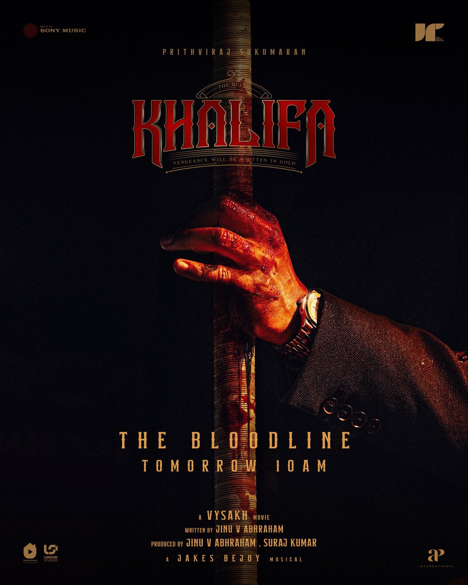 Prithviraj Sukumaran (@prithviofficial) on Twitter photo #KHALIFA - The story of his bloodline. Catch the first glimpse of Aamir Ali’s world tomorrow at 10 am IST!
<a href="/DirectorVysakh/">Vysakh Director</a> #JinuVAbhraham #JiinuInnovation #SurajKumar #JomonTJohn <a href="/jakes_bejoy/">Jakes Bejoy</a> <a href="/SonyMusicSouth/">Sony Music South India</a> <a href="/APIfilms/">AP International</a> <a href="/homescreenent/">Home Screen Entertainment</a> #LondonStudios <a href="/ChamanChakko/">Chaman Chakko</a> <a href="/masharhamsa_/">Mashar Hamsa</a> #KHALIFA - The story of his bloodline. Catch the first glimpse of Aamir Ali’s world tomorrow at 10 am IST!
<a href="/DirectorVysakh/">Vysakh Director</a> #JinuVAbhraham #JiinuInnovation #SurajKumar #JomonTJohn <a href="/jakes_bejoy/">Jakes Bejoy</a> <a href="/SonyMusicSouth/">Sony Music South India</a> <a href="/APIfilms/">AP International</a> <a href="/homescreenent/">Home Screen Entertainment</a> #LondonStudios <a href="/ChamanChakko/">Chaman Chakko</a> <a href="/masharhamsa_/">Mashar Hamsa</a>