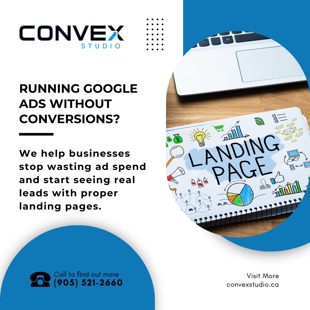 ConvexStudio's tweet image. Running Google Ads without conversions?
Paid clicks mean nothing without landing pages that work. We help businesses stop wasting ad spend and start seeing real leads with full-funnel optimization.
📞 Let’s fix your funnel: (905) 521-2660
🌐 bit.ly/33mPDeo